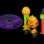 Scary Music CD, Posable Pumpkin Man, and Halloween Pez Dispensers